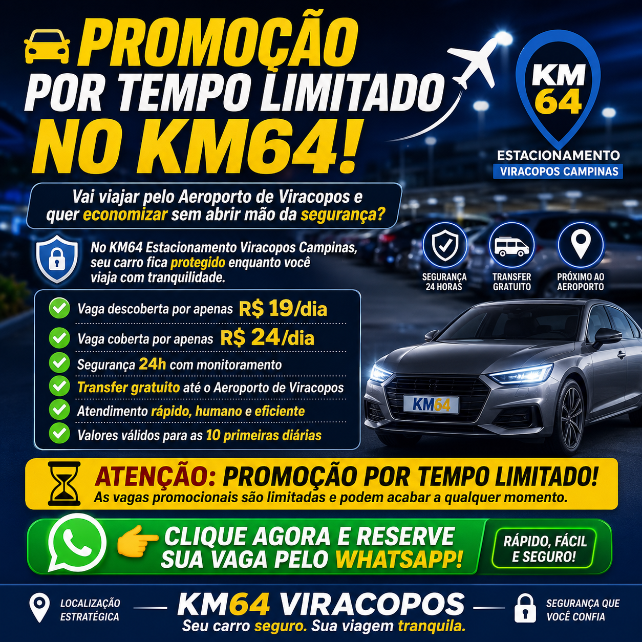 KM64 - Estacionamento Viracopos em Campinas - Seguro e Econômico